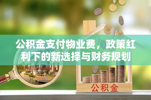 乌兰公积金支付物业费，政策红利下的新选择与财务规划